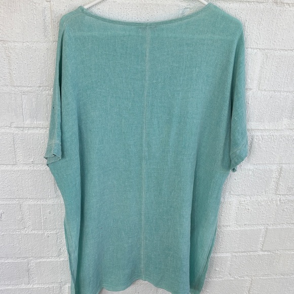 Meo Meli Linen Italian Teal Tunic Oversized Top sz L - Picture 6 of 6